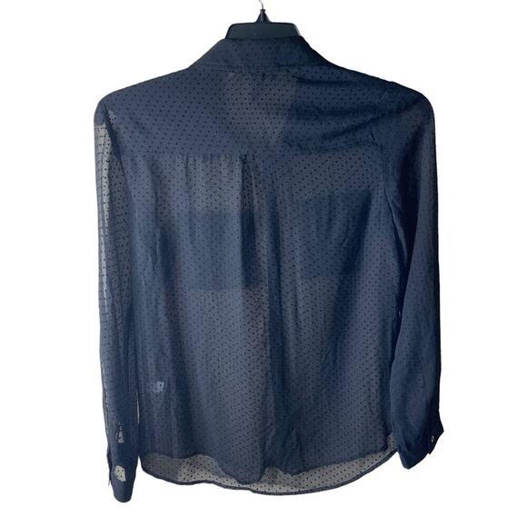 Frenchi Polka Dot Shirt M Long Sleeve Button Up See Through Sexywear Minimalist - Picture 5 of 7
